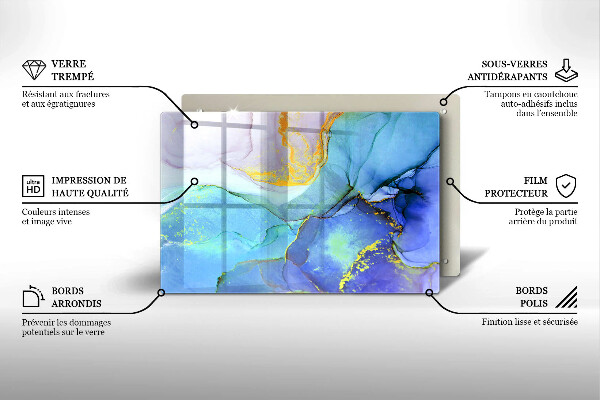 Skleněná deska do kuchyně Prasklý zlatý kámen