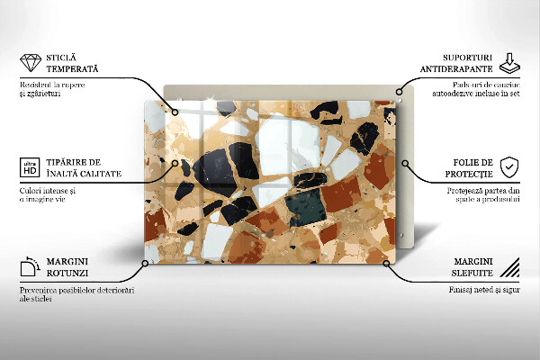 Skleněná deska do kuchyně Dekorativní kameny talíř