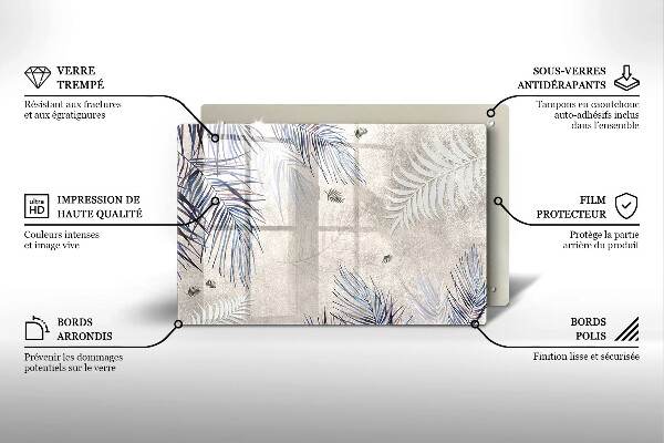 Skleněná deska do kuchyně Subtilní listy