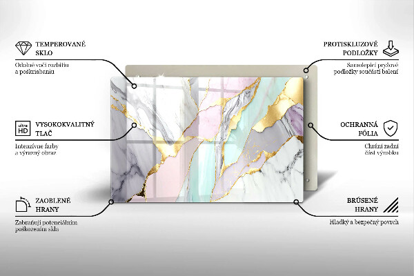 Krájecí prkénko skleněné Pastelový mramor