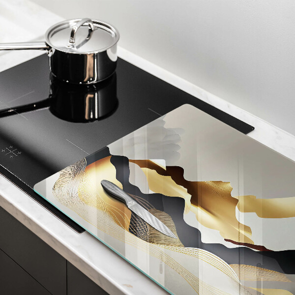 Krájecí prkénko skleněné Abstraktní zlaté hory