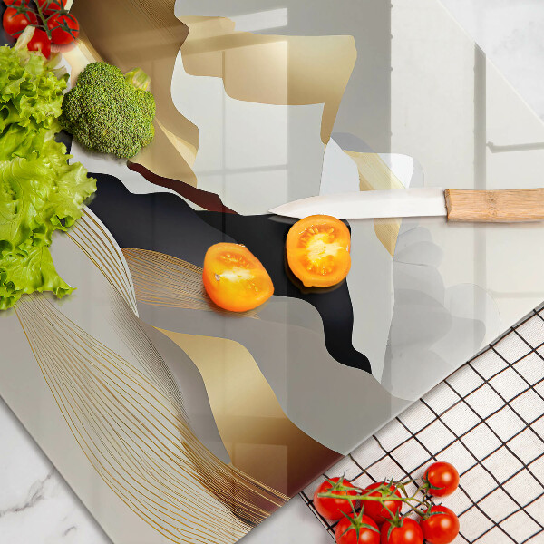 Krájecí prkénko skleněné Abstraktní zlaté hory