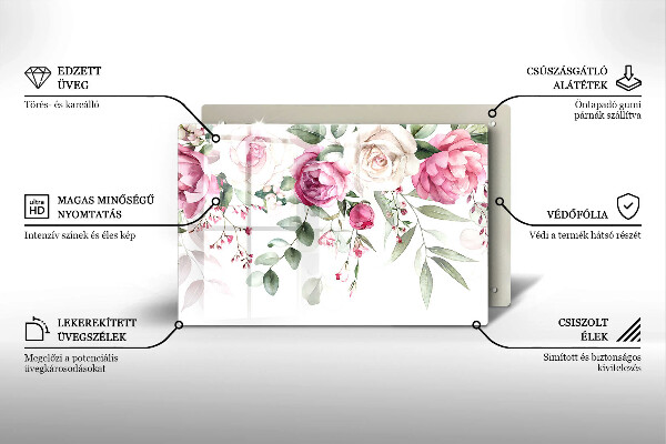 Krájecí prkénko skleněné Akvarel růže