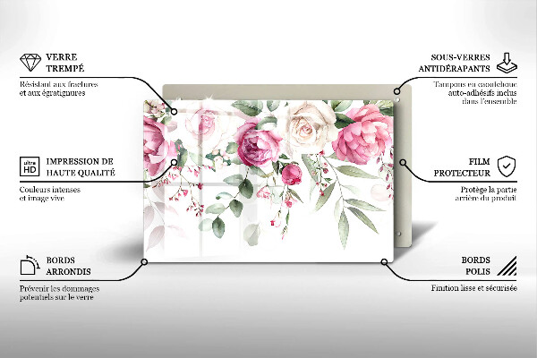 Krájecí prkénko skleněné Akvarel růže