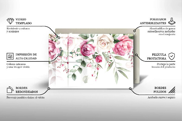 Krájecí prkénko skleněné Akvarel růže