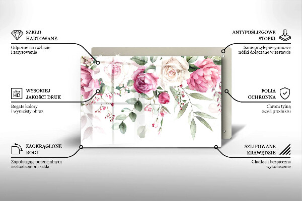 Krájecí prkénko skleněné Akvarel růže