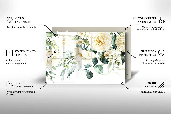 Krájecí prkénko skleněné Akvarel květiny