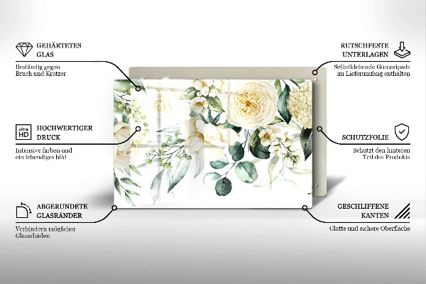 Krájecí prkénko skleněné Akvarel květiny