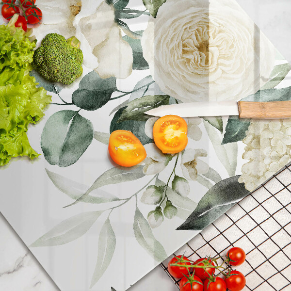 Krájecí prkénko skleněné Akvarel květiny