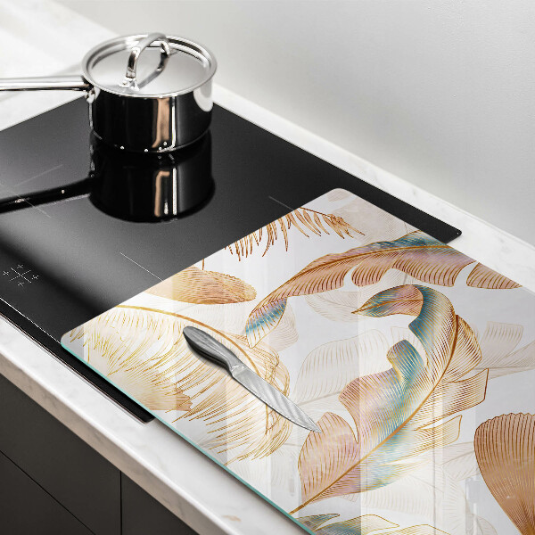 Krájecí prkénko skleněné Boho peří a listy