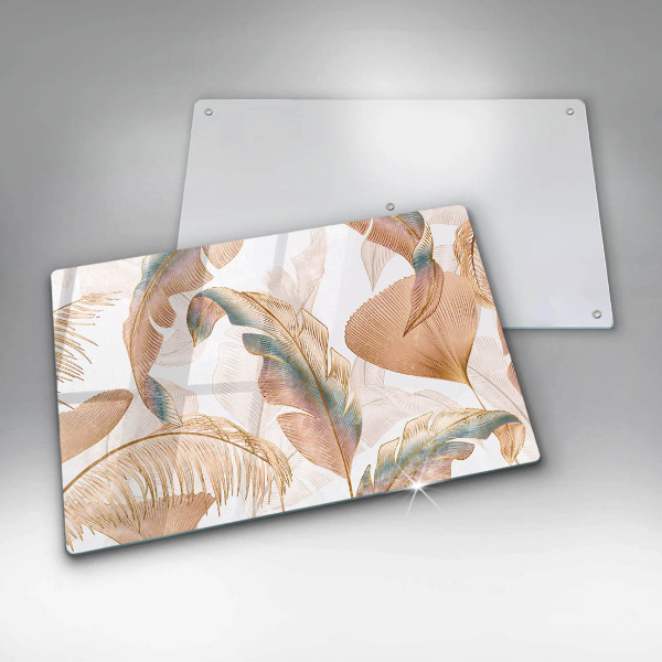 Krájecí prkénko skleněné Boho peří a listy