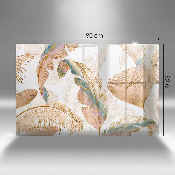 Krájecí prkénko skleněné Boho peří a listy