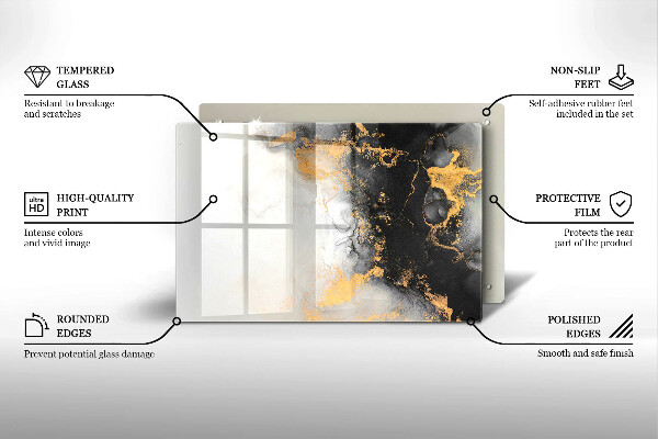 Krájecí prkénko skleněné Abstrakce se zlatem