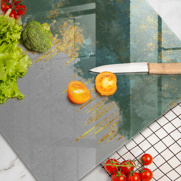 Krájecí prkénko skleněné Abstrakce se zlatem