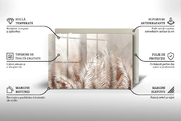 Krájecí prkénko skleněné Boho vegetační listy