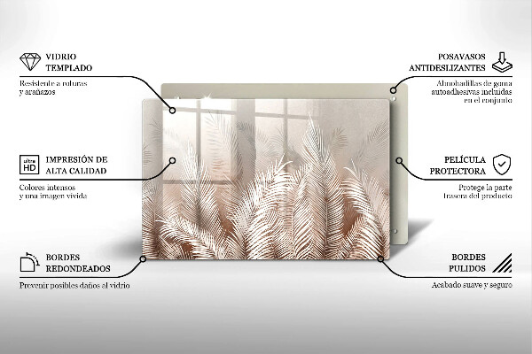 Krájecí prkénko skleněné Boho vegetační listy