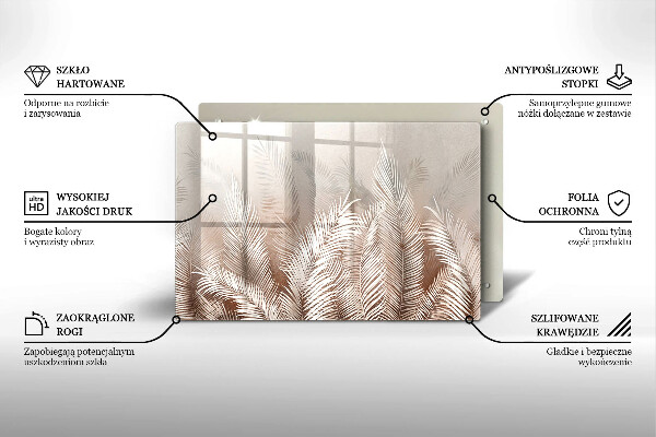 Krájecí prkénko skleněné Boho vegetační listy