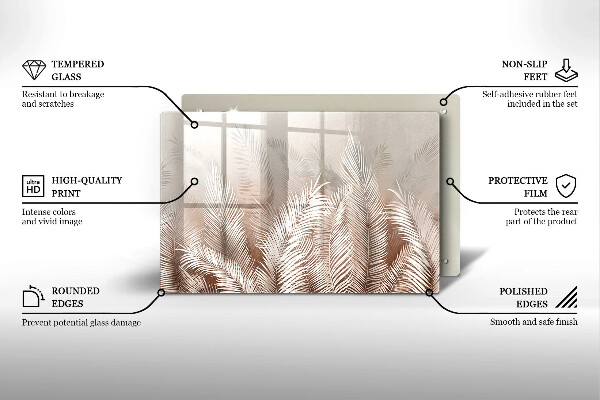 Krájecí prkénko skleněné Boho vegetační listy