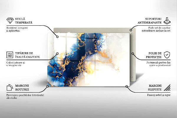 Krájecí prkénko skleněné Abstrakce s modrou