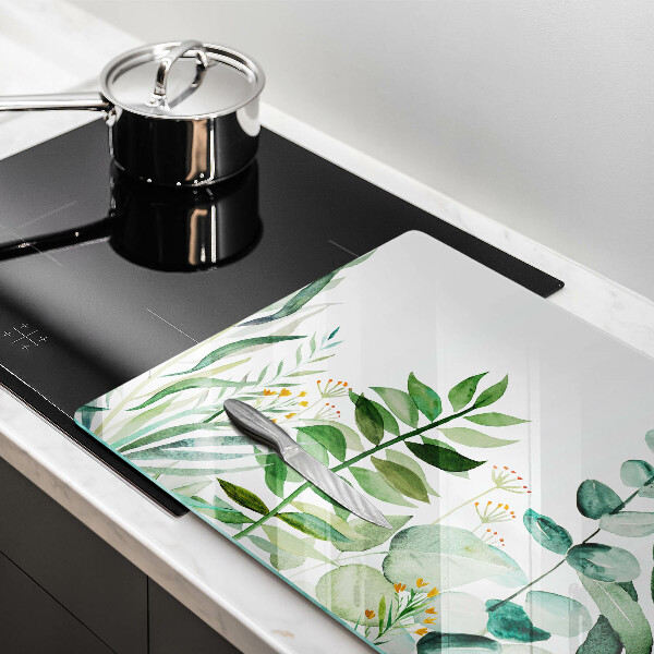 Krájecí prkénko skleněné Ilustrace rostlin listy