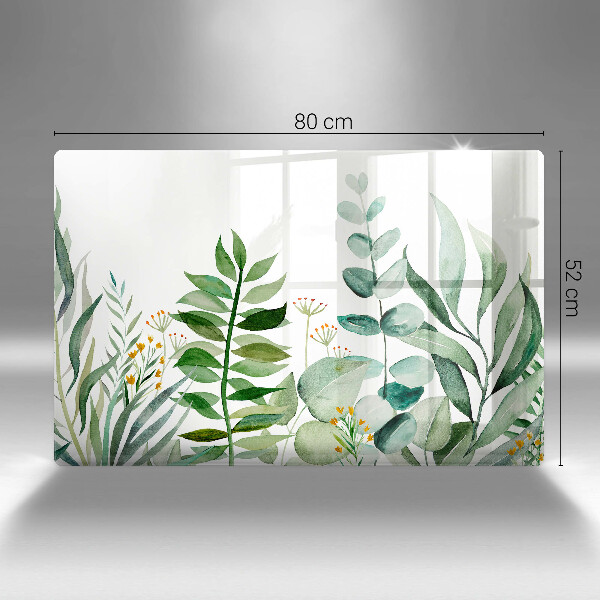 Krájecí prkénko skleněné Ilustrace rostlin listy