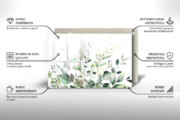 Krájecí prkénko skleněné Akvarel rostliny
