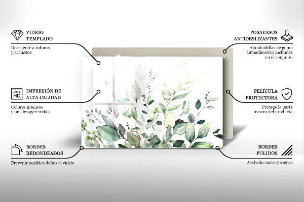 Krájecí prkénko skleněné Akvarel rostliny