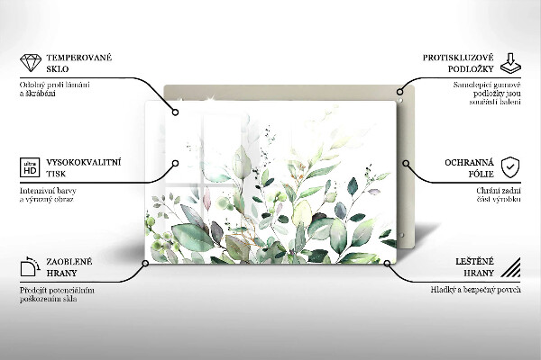 Krájecí prkénko skleněné Akvarel rostliny