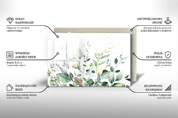 Krájecí prkénko skleněné Akvarel rostliny