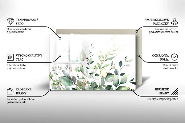 Krájecí prkénko skleněné Akvarel rostliny