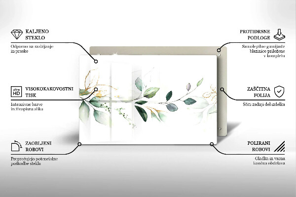 Krájecí prkénko skleněné Akvarel listy