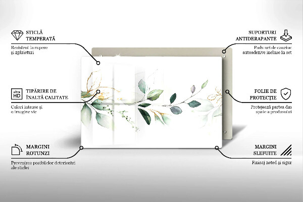 Krájecí prkénko skleněné Akvarel listy