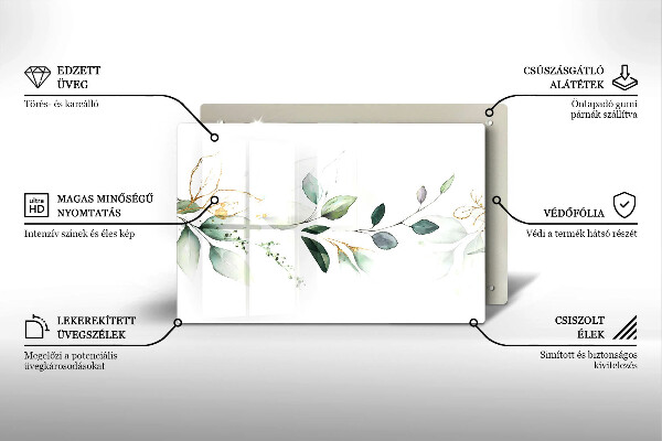 Krájecí prkénko skleněné Akvarel listy