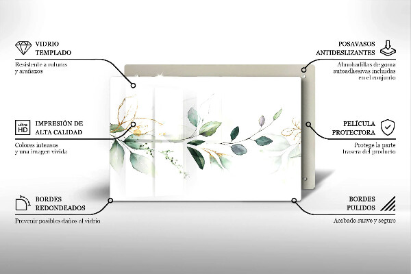 Krájecí prkénko skleněné Akvarel listy