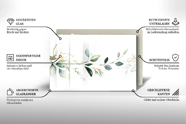 Krájecí prkénko skleněné Akvarel listy