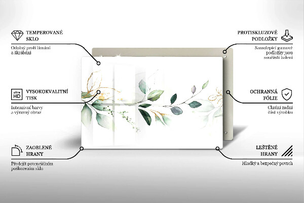 Krájecí prkénko skleněné Akvarel listy