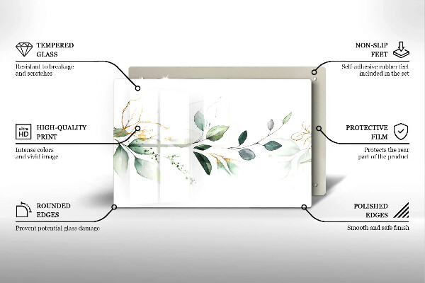 Krájecí prkénko skleněné Akvarel listy