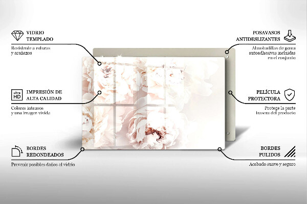 Krájecí prkénko skleněné Pastelové pivoňky