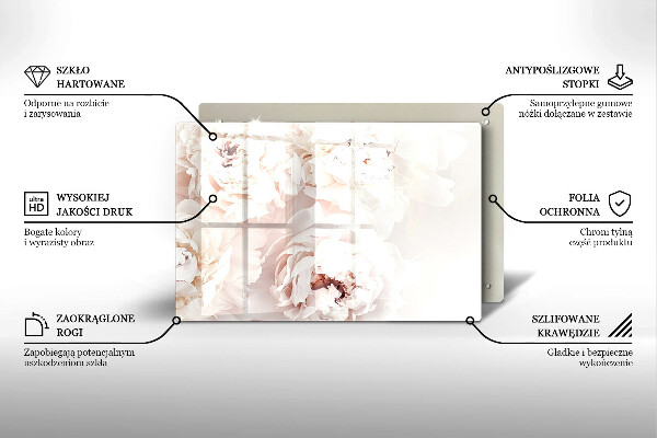 Krájecí prkénko skleněné Pastelové pivoňky