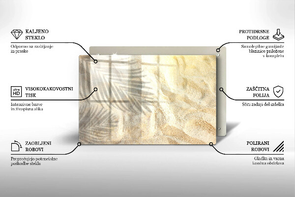 Krájecí prkénko skleněné Palmové listy a písek