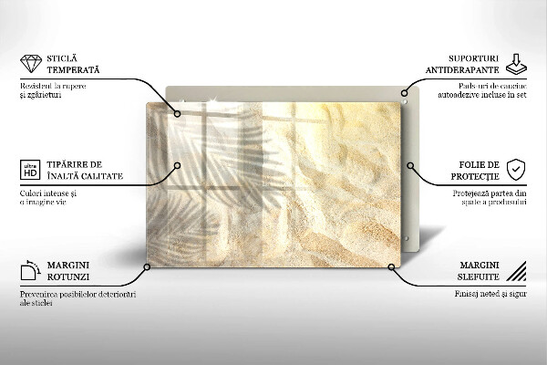 Krájecí prkénko skleněné Palmové listy a písek