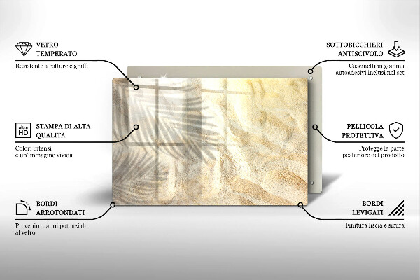 Krájecí prkénko skleněné Palmové listy a písek