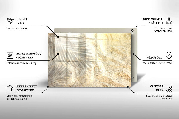 Krájecí prkénko skleněné Palmové listy a písek