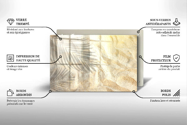 Krájecí prkénko skleněné Palmové listy a písek