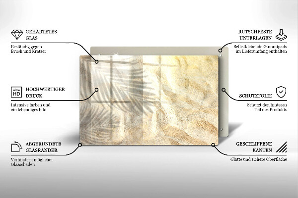 Krájecí prkénko skleněné Palmové listy a písek