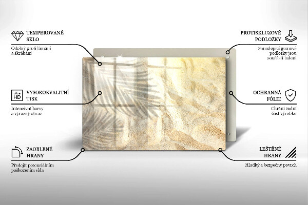 Krájecí prkénko skleněné Palmové listy a písek