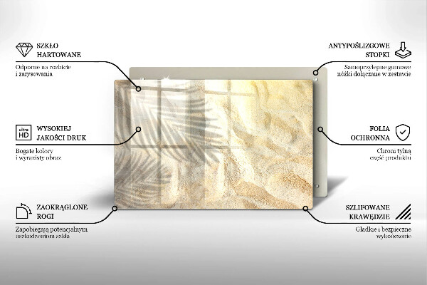 Krájecí prkénko skleněné Palmové listy a písek