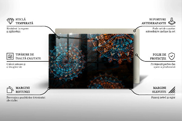 Krájecí prkénko skleněné Boho vintage kola