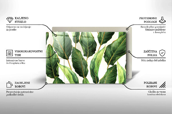 Krájecí prkénko skleněné Banánové listy