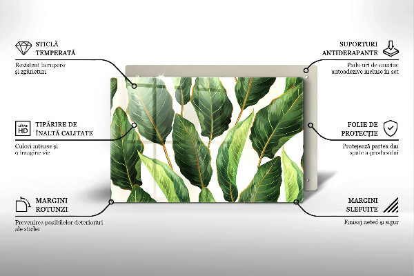 Krájecí prkénko skleněné Banánové listy